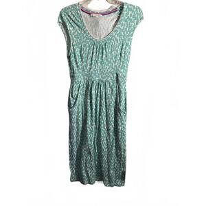 Boden Cap Sleeve Dress with Pockets - Mint Green Pattern 4 Long